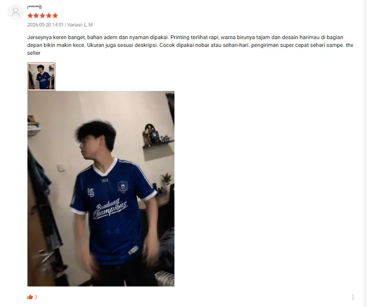 Review pembeli jersey Persib