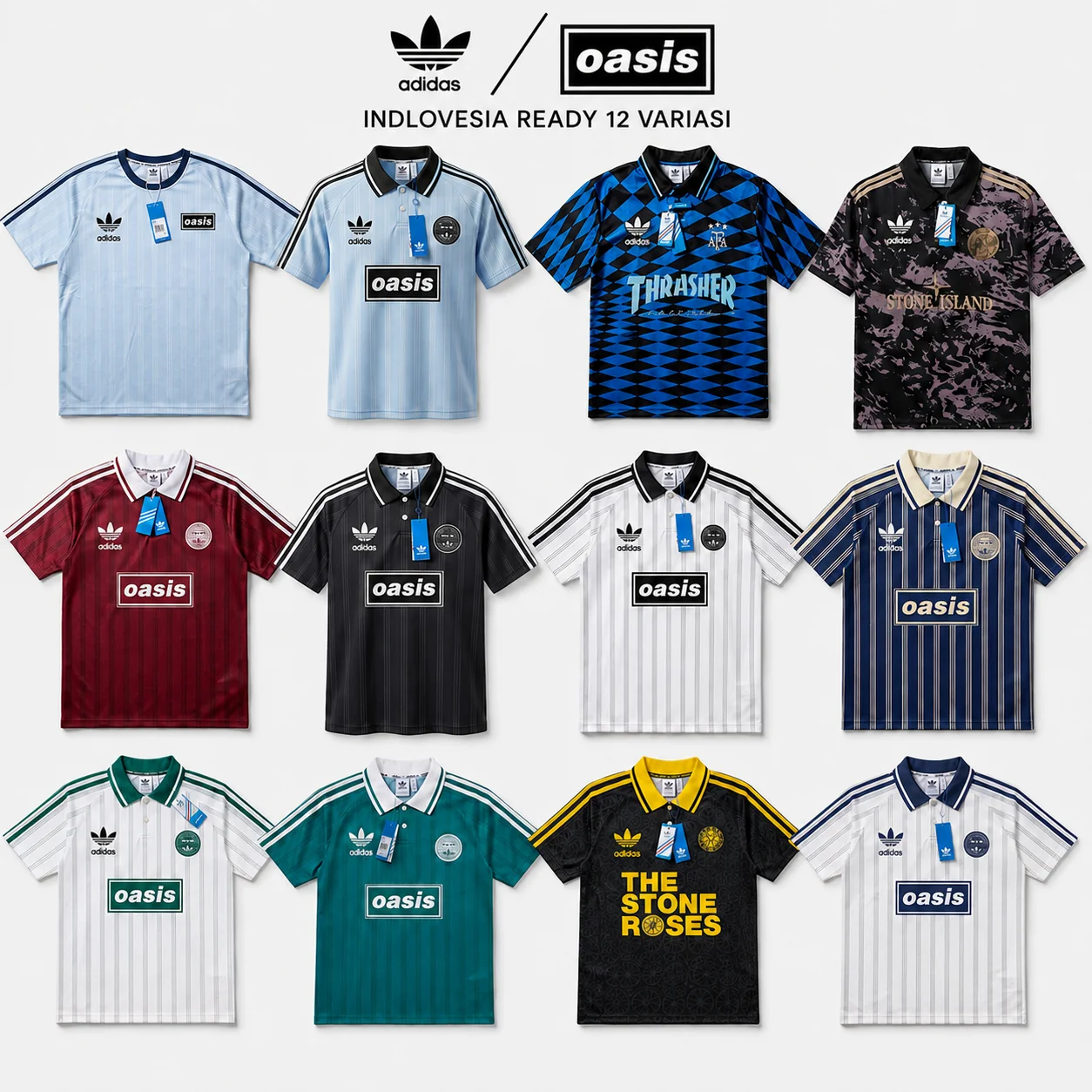 Oasis Retro Jersey x Adidas — 12 varian warna